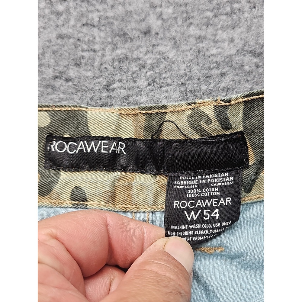 Rocawear Camouflage Cargo Pants  Men's 54x34 Hip Hop Baggy Green Army - Picture 9 of 12
